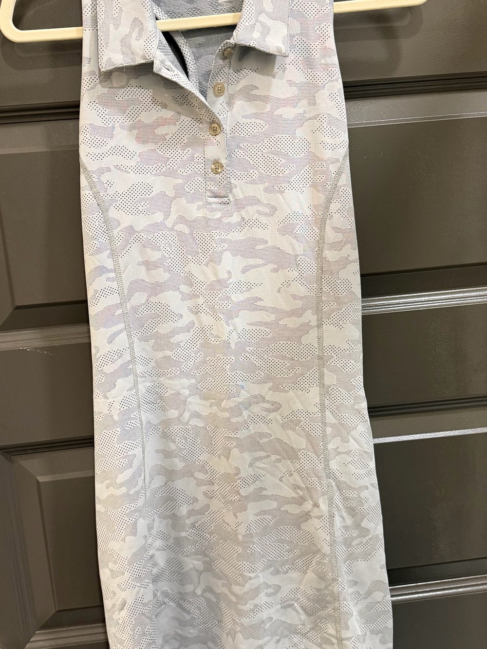 TJ Sport Sleeveless Camo Print Golf Dress — Light Gray with biker shorts